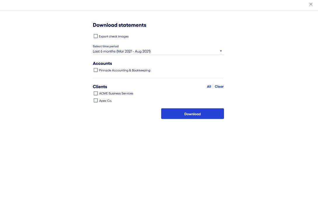bluevine dashboard download bulk statements