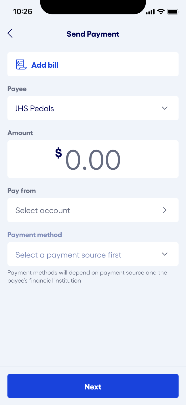 Bluevine mobile app add bill