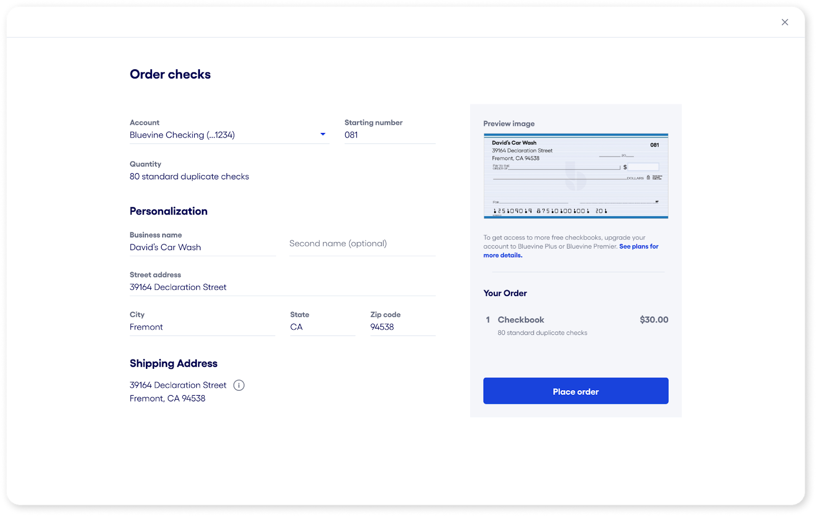 Order Checkbooks Screen - 3